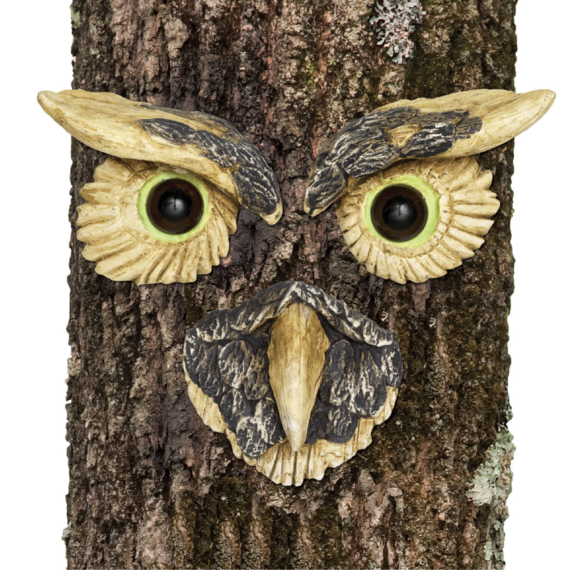 Bits and Pieces 'Owl Face' Tree Hugger - Whimsical Tree Sculpture - Outdoor Yard Art - Garden Decoration