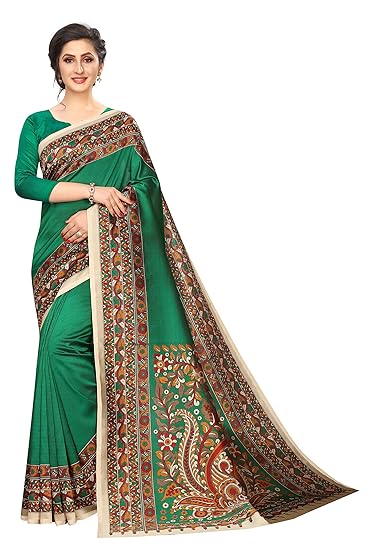 Hasti Womens Khadi Silk Saree With Blouse Piece(Green)