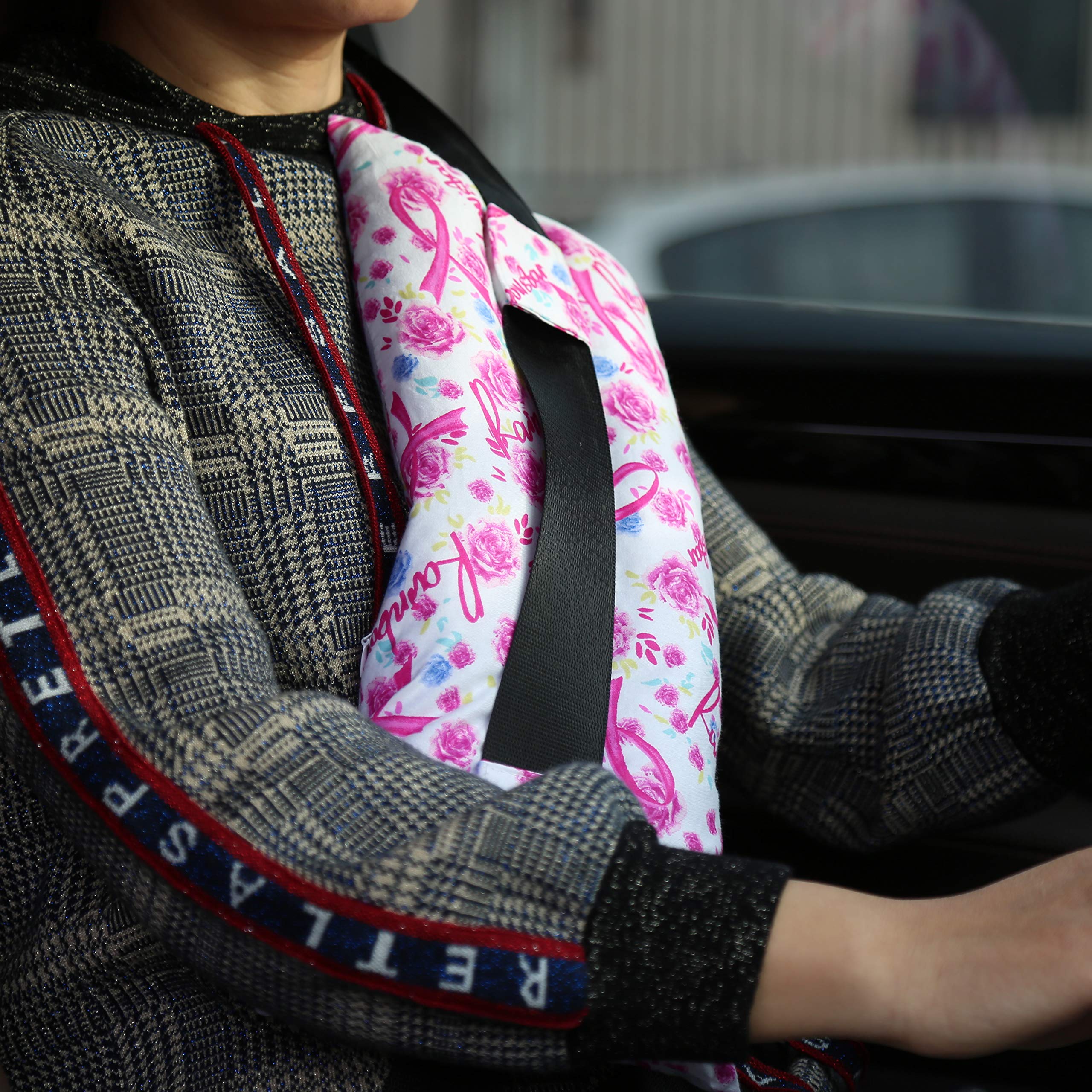 Photo 1 of rainbowstar Seatbelt Pillows for Post-Surgery Comfort Mastectomy Breast Cancer Port Pacemaker Heart Surgery C-Section Recovery Support Cushion Pad Patient Care Car Travel Pillow (Rose Ribbon)