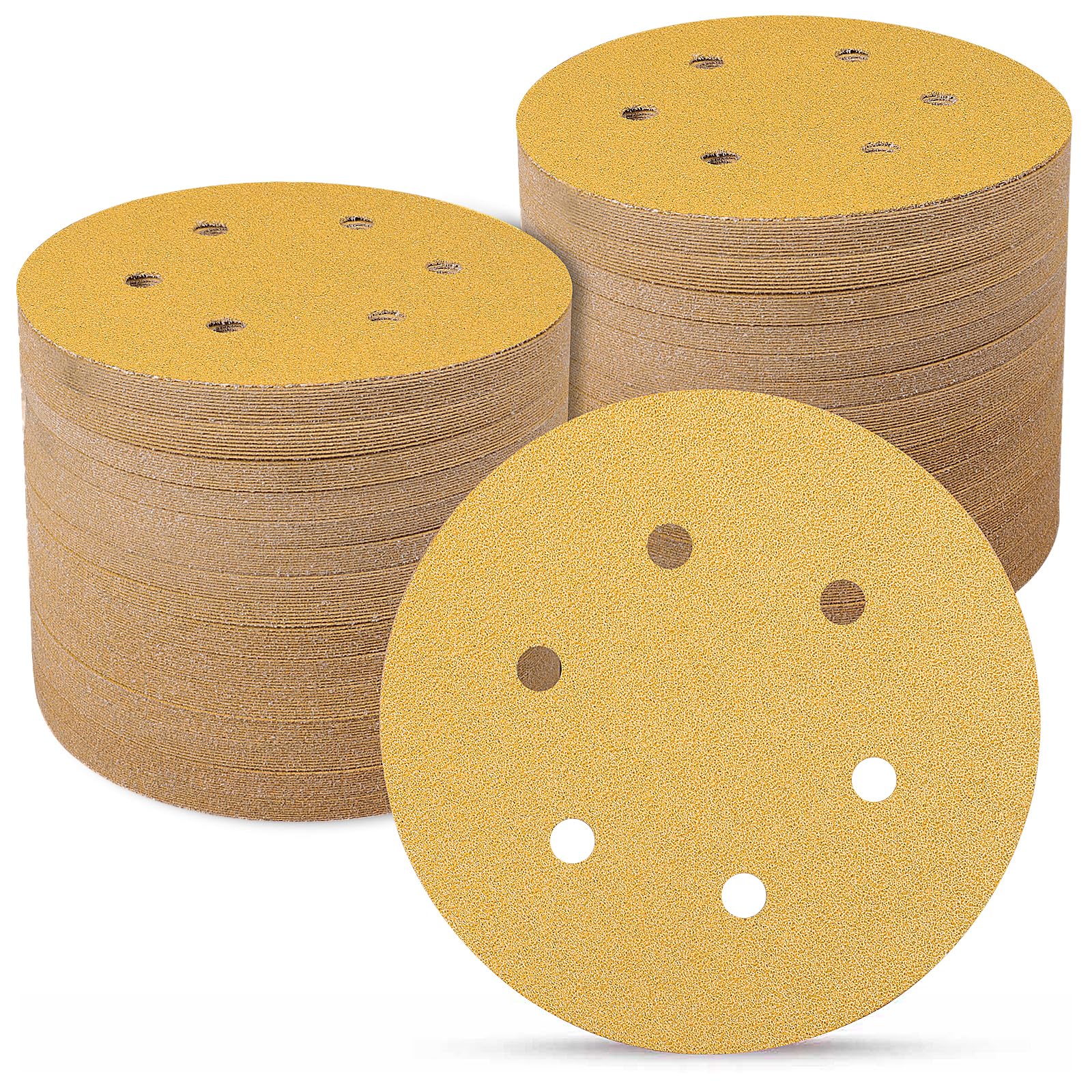Sanding Discs 150mm 100 Pcs, 60 Grit 6 inch 6 Holes Hook and Loop Orbital Sander Discs, Sanding Pads for Random Orbital Sander Pads and All Oscillating Tools