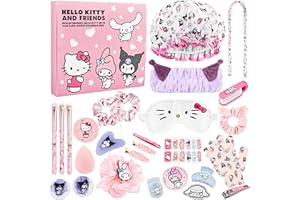Get Trend Hello Kitty Advent Calendar 2025 Women Teens Makeup Brushes Hair Clips Eye Mask Beauty Pamper Gift Set Christmas Countdown Gifts for Her (Pink Hello Kitty)