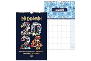 bloom daily planners 2024 Calendar Year Monthly Hanging Wall Calendar (January 2024 through December 2024) - 11” x 17” - Holiday Icons