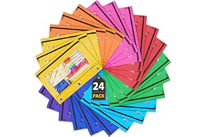 EAONE Pencil Pouch for 3 Ring Binder Set of 24, Zipper Binder Pouches Pencil Case Bulk for School Classroom Supplies/Student/Office/Home, 10 x 7.5 inch, 8 Colors