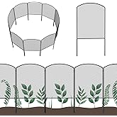 Mesh Decorative Garden Fence Fencing 24in (H) x 10ft (L) Dog Animal Barrier | Small Rustproof Metal Wire Panels Border Blockers for Rabbit Outdoor Yard, Black Arched