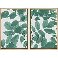 SIGNWIN Framed Wall Art Print Set Eaucalyptus Leaves Watercolor Style Minimalist Nature Trees Digital Art Modern Art Contemporary Relax/Calm for Living Room, Bedroom, Office - 16