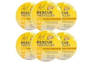 RESCUE Bach PASTILLES, Lemon Flavor, Natural Stress Relief Lozenges, Homeopathic Flower Essence, Vegetarian, Gluten and Sugar-Free, 6-Pack