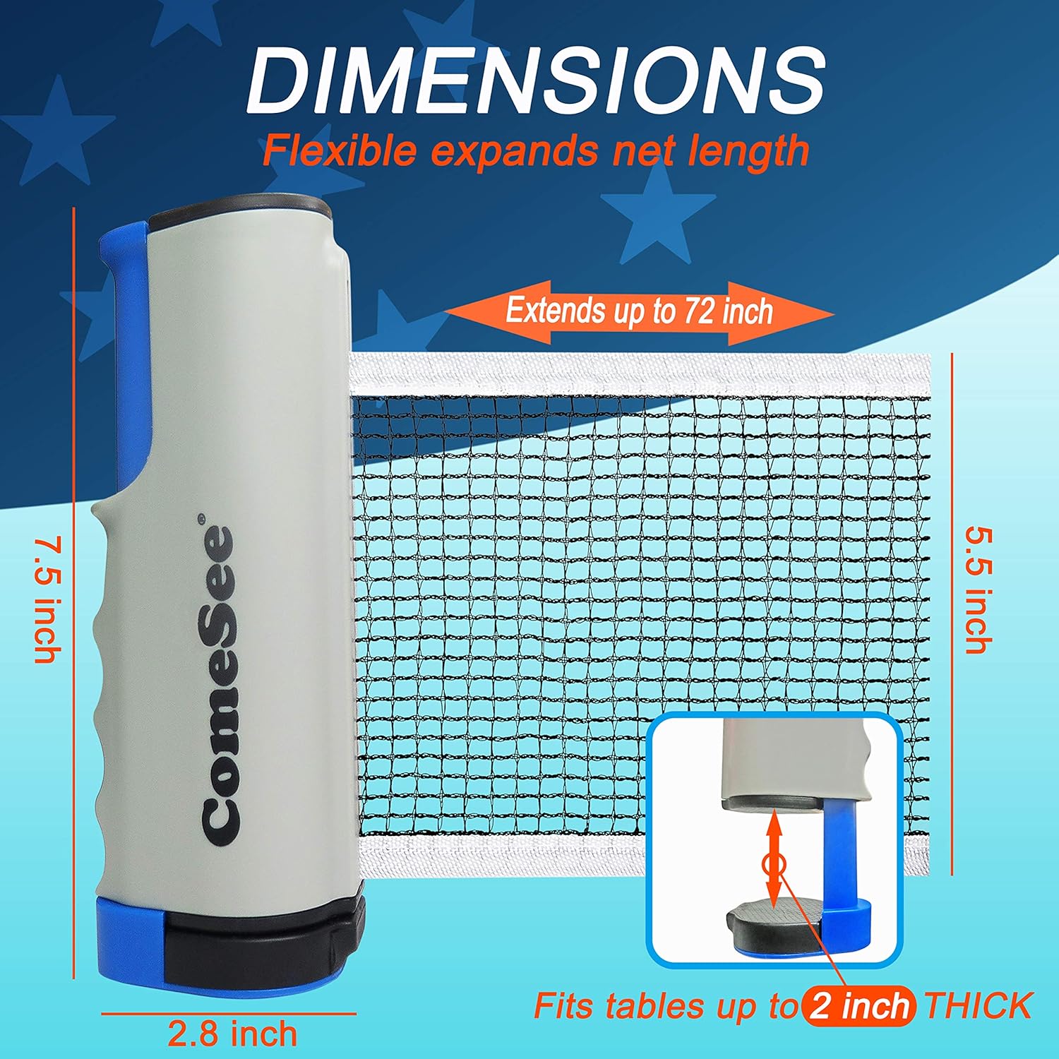 Comesee Ping Pong Net for Any Table, Retractable Table Tennis Nets and Posts Equipment for Replacement (Gray) : Sports & Outdoors