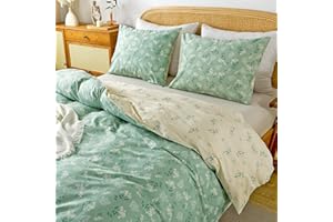 Travan Garden Floral Duvet Cover King 100% Cotton Duvet Covers Ultra Soft Reversible Comforter Cover with Zipper Closure, (Cool Summer, King Size)