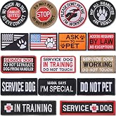 MTLEE 16 Pcs Service Dog Patches Do Not Pet in Training for Harness Collar | Ask to Pet Patches Removable Tactical Embroidered Badge Dog Vest Collar Harness Hook and Loop Backing Accessories