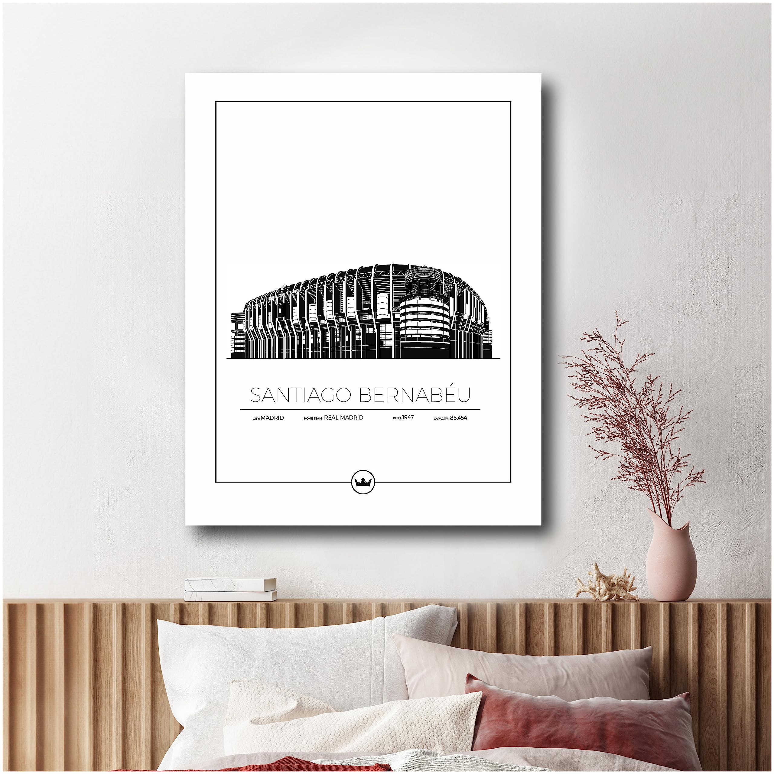 Sverigemotiv Santiago Bernabeu Stadium Madrid Spain - Legendary Arena Football Stadium Wall Art Print — Artwork Football Gifts for Boys Girls Men Fans — Home of Los Blancos — Unframed Poster 40x50 cm — image 1