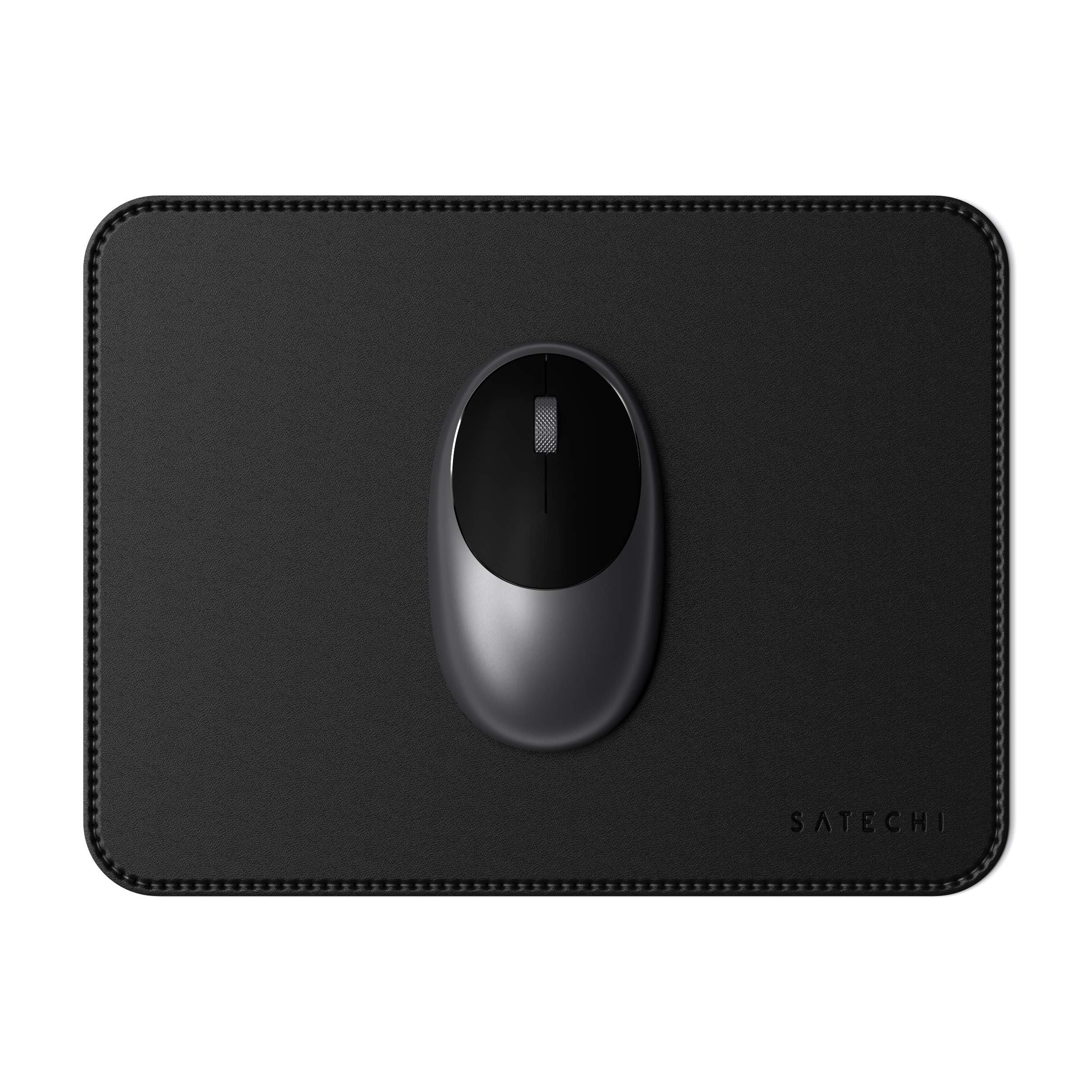 Satechi Eco-Leather Mouse Pad 9.8" x 7.5" - Safe for Lacquered & Varnished Wooden Surfaces (Black)