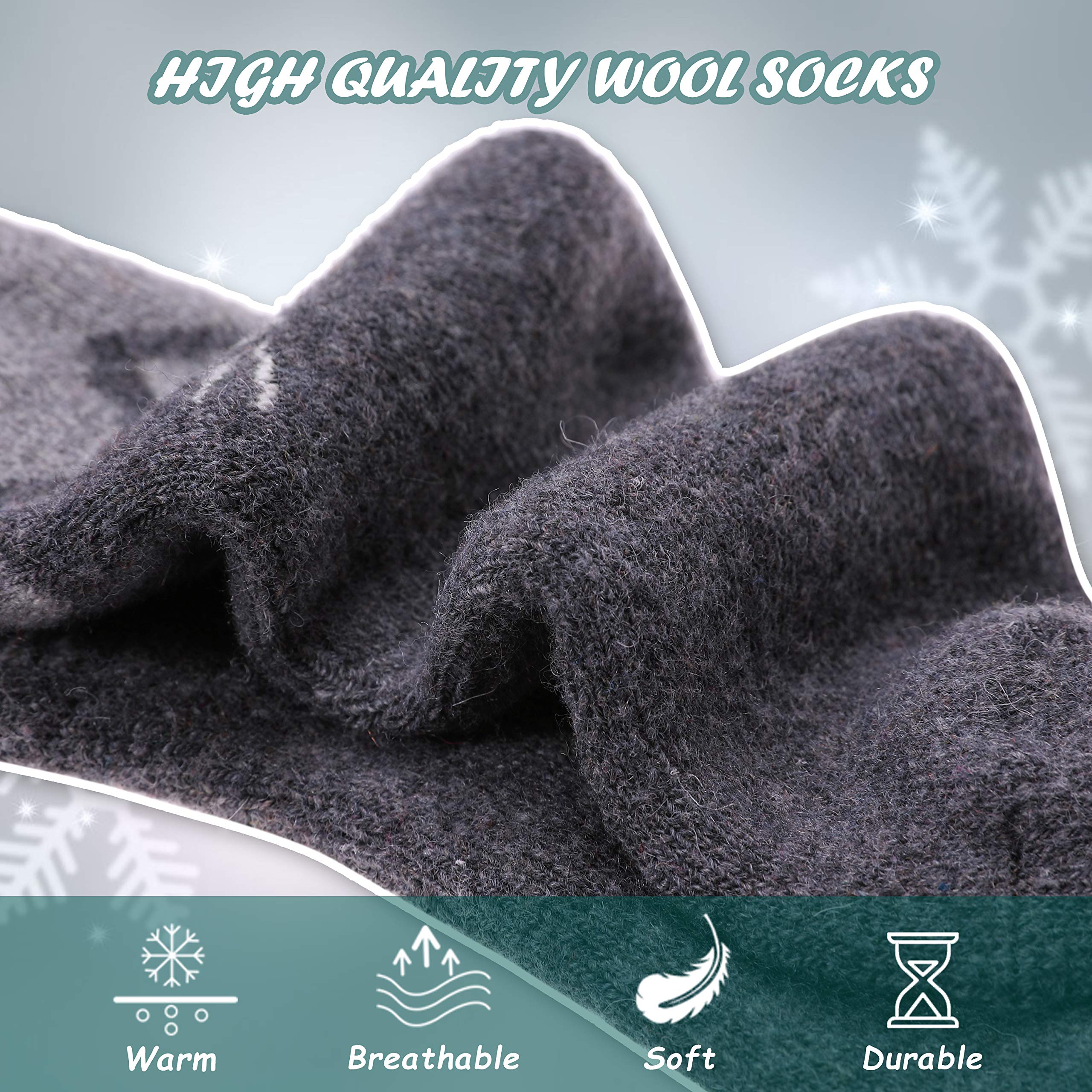 DYW Kids Merino Wool Hiking Socks Toddlers Boys Girls Winter Warm Thick Thermal Soft Cozy Crew Boot Socks 6 Pairs