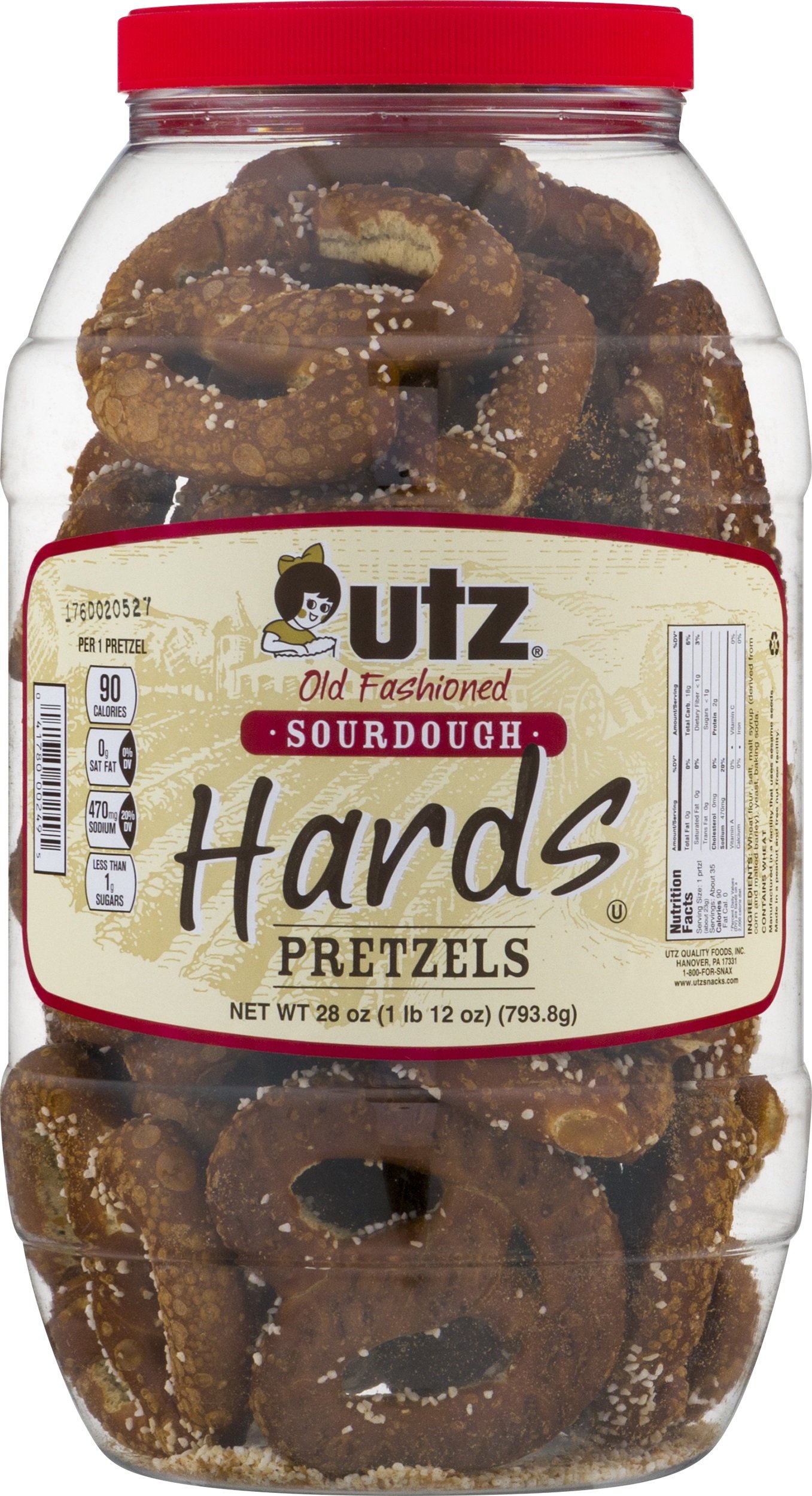 Utz Old Fashioned Sourdough Hard Pretzels 28 oz Barrel Big and