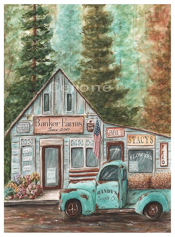 Vintage Blue Truck Decor, Personalized Family