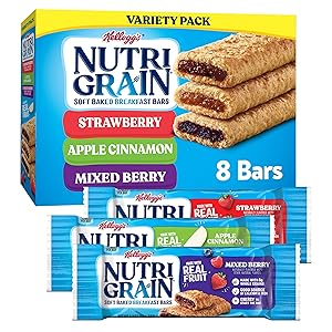 Kellogg's Nutri-Grain, Soft Baked Breakfast Bars, Variety Pack, 10.4 oz (8 Count)