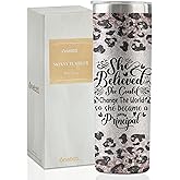 Onebttl Principal Appreciation Gifts for Women, 20oz Insulated Stainless Steel Tumbler with Lid and Straw for Principal Day, Appreciation Day, Christmas, Retirement - She Believed She Could