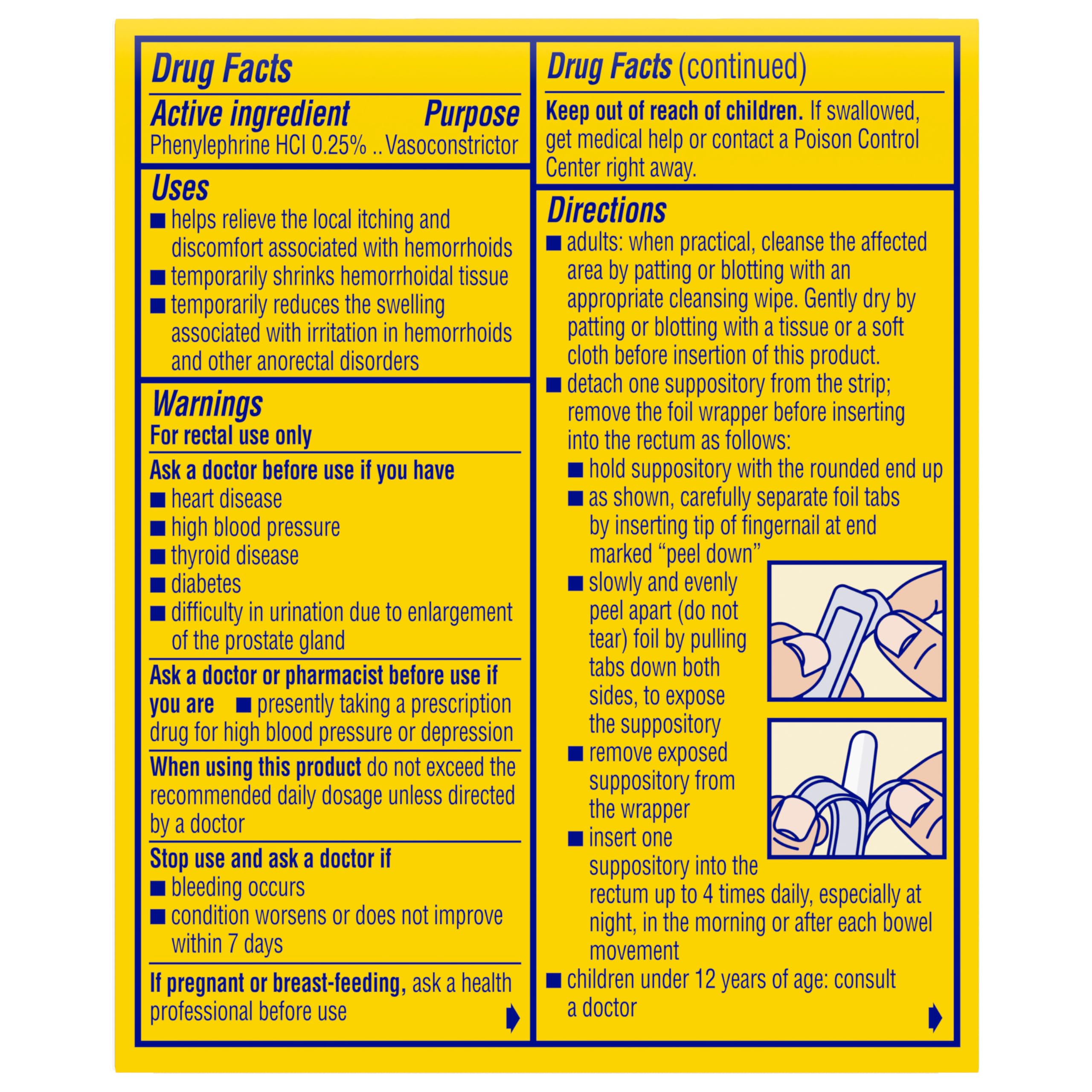 Preparation H Hemorrhoid Suppositories For Itching And Discomfort Relief - 12 Count (Pack of 1)