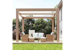IDEALHOUSE 10' x 10' Aluminum Louvered Pergola with Adjustable Roof 0°–90°, Outdoor Hardtop Gazebo with Reinforced Frame & In