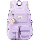 Hidds School Backpack for Teens Girls Women 15.6 Inch Laptop College Backpacks Corduroy Kids Bookbag Students Travel Daypack Womens (Purple)