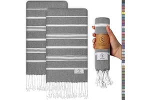 Ossano Turkish Classic Hand Towel Set of 2 - Decorative and Absorbent Towels for Kitchen and Bathroom - Versitale - Tea, Drying, Hand, Dish, Guest, Face, Bath Towels (30"x18") - Gray