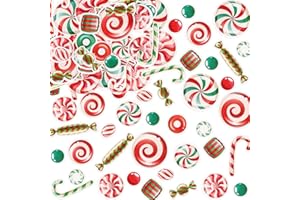 Cyodoos 54PCS Edible Christmas Cupcake Toppers - Wafer Paper Candy Cupcake Toppers Decorations for Christmas Party Supplies Holiday Party Decorations