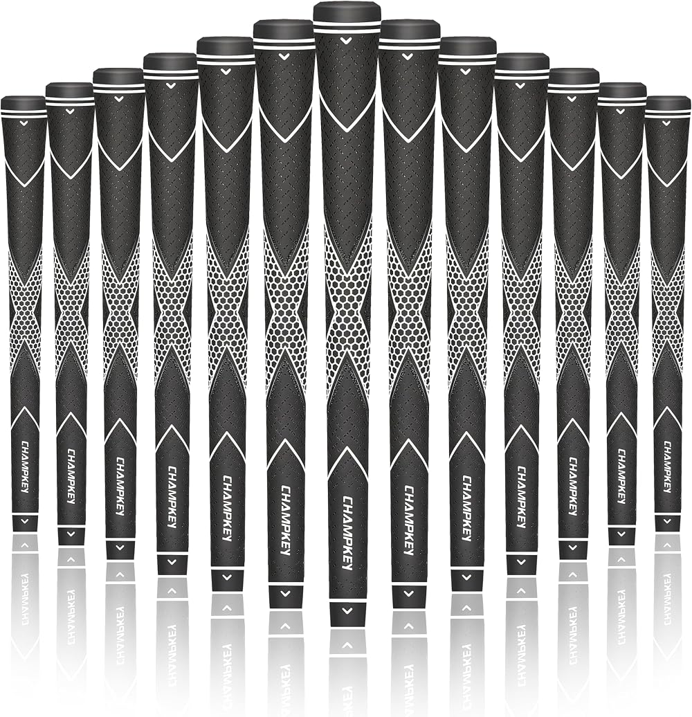 CHAMPKEY Premium Rubber Golf Grips 13 Pack Oversize Black White
