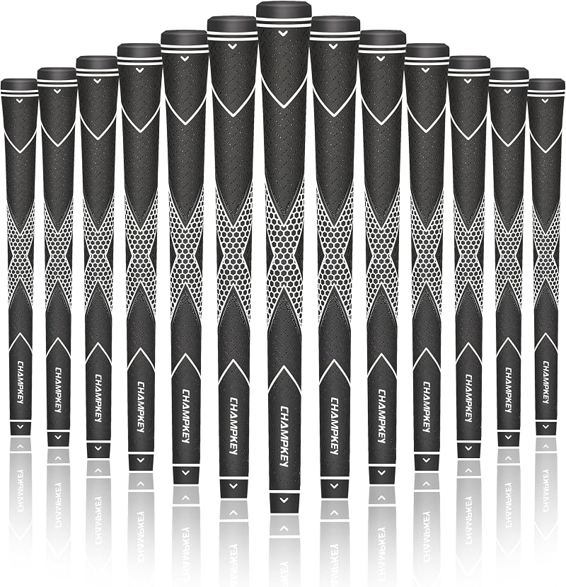 CHAMPKEY Premium Rubber Golf Grips 13 Pack Oversize Black White