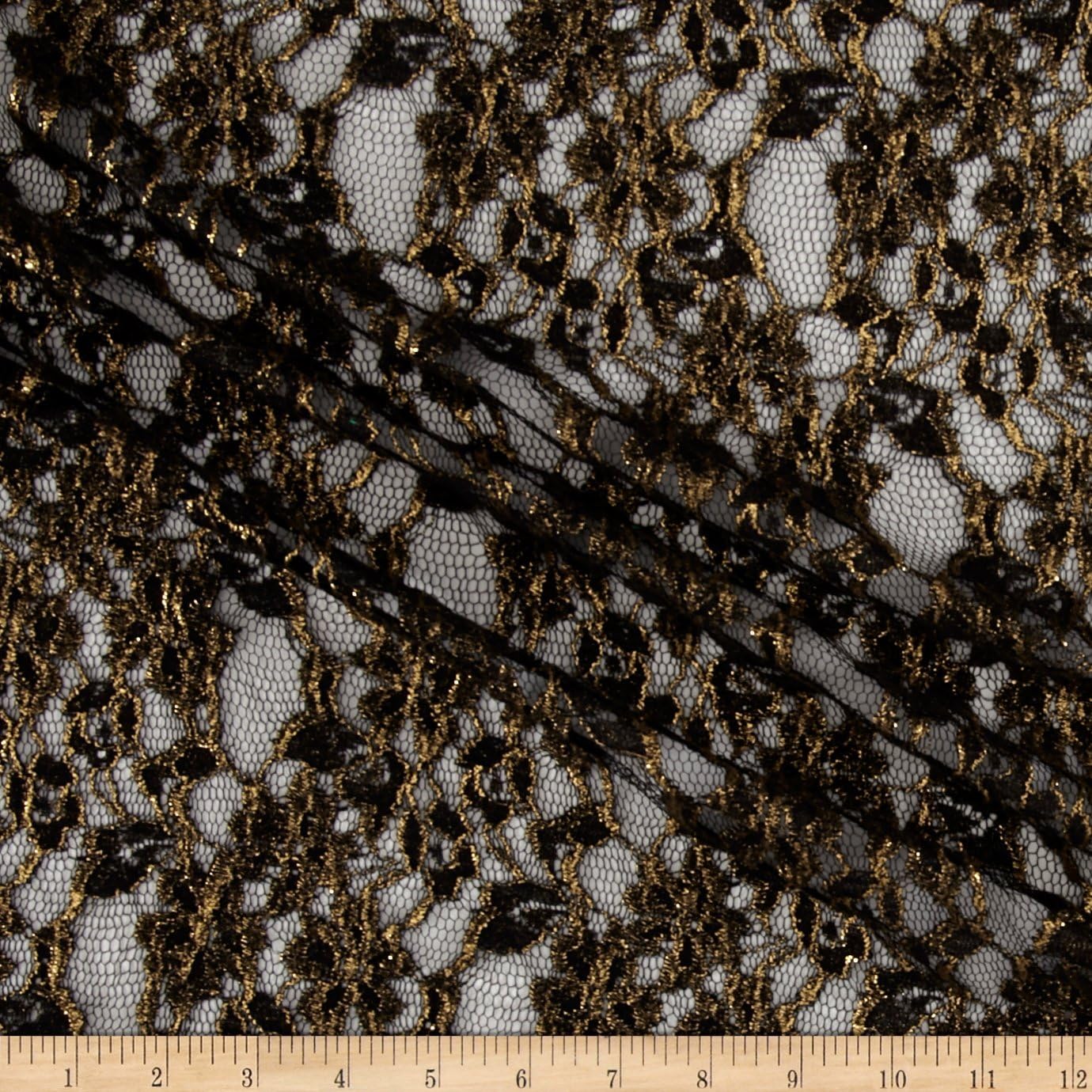 Metallic Lace Black/Gold Fabric By The Yard