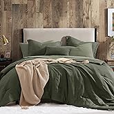 Geniospin Oversized King Comforter Set - 7 Pieces Comforter Oversized King, Soft Solid Bedding Set for All Season, Textured Bed in a Bag with Sheets, Pillowcases & Shams (Dark Green, 120''x98'')