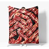 Bacon Blanket Funny Food Fleece Throw Blanket Super Soft Warm Cozy Fuzzy Plush Bacon Blanket Gifts for Men Women Girls Boys Kids Teens Room Decor 40"X50"