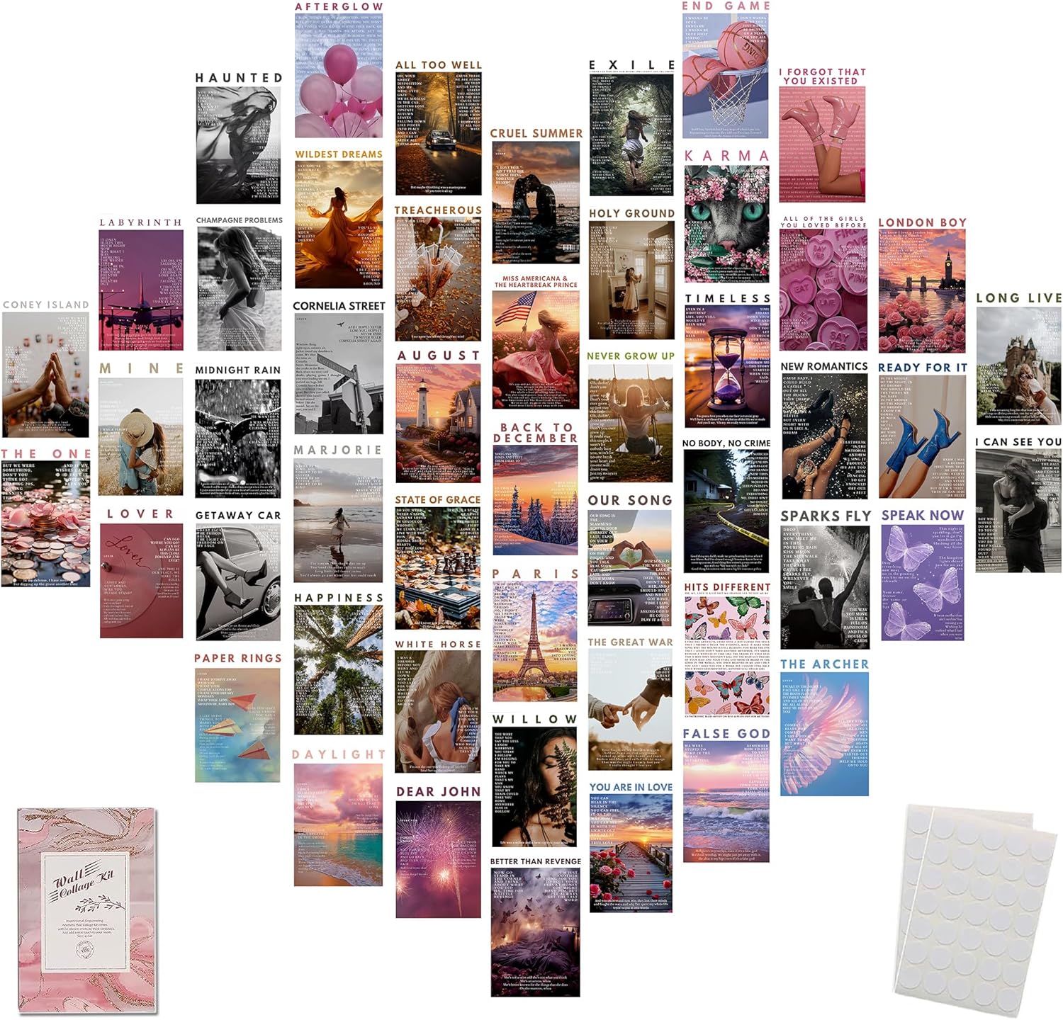 Wall Décor - WeiranLife Taylor Poster, Swift Merch Gifts Decorations, Vintage Taylors Room Decor Aesthetic, Swift Album Cover Inspired Wall Collage Kit (Set of 50, 4 X 6 In)