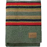 Pendleton Yakima Camp Blanket Full Queen 90" x 90" - Wool Cotton | Soft and Durable Throw for Home and Travel - Green Heather