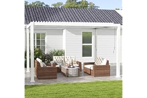 RoyalCraft 10'x13' Adjustable Louvered Pergola, Heavy-Duty Aluminum Outdoor Pergola, Metal Hardtop Pergola with Adjustable Roof for Patio, Deck, Garden, Yard, White