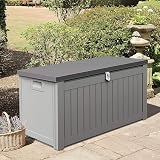 Garden Store Direct 190L Grey Plastic Outdoor Storage Box 96x45x49cm Strapped view 2