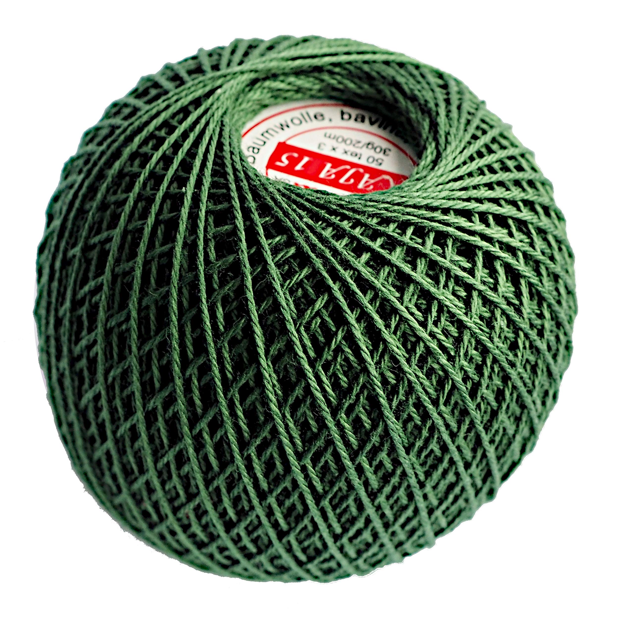 Cotton Crochet Yarn Double Mercerized Thread 220yd/200m Ball 1.05oz/30g Knitting Tatting Emroidery Size 15 Avocado Green (0311) — image 1