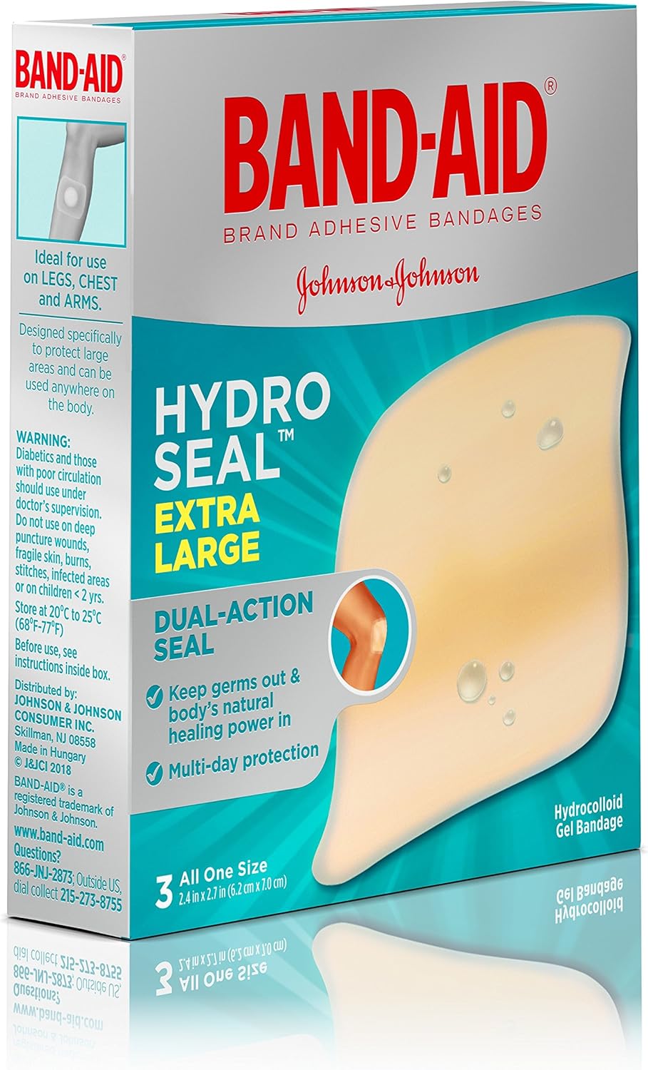 Band-Aid Brand Hydro Seal Extra Large Waterproof Adhesive Bandages for Wound Care and Blisters, 3 ct: Health & Personal Care