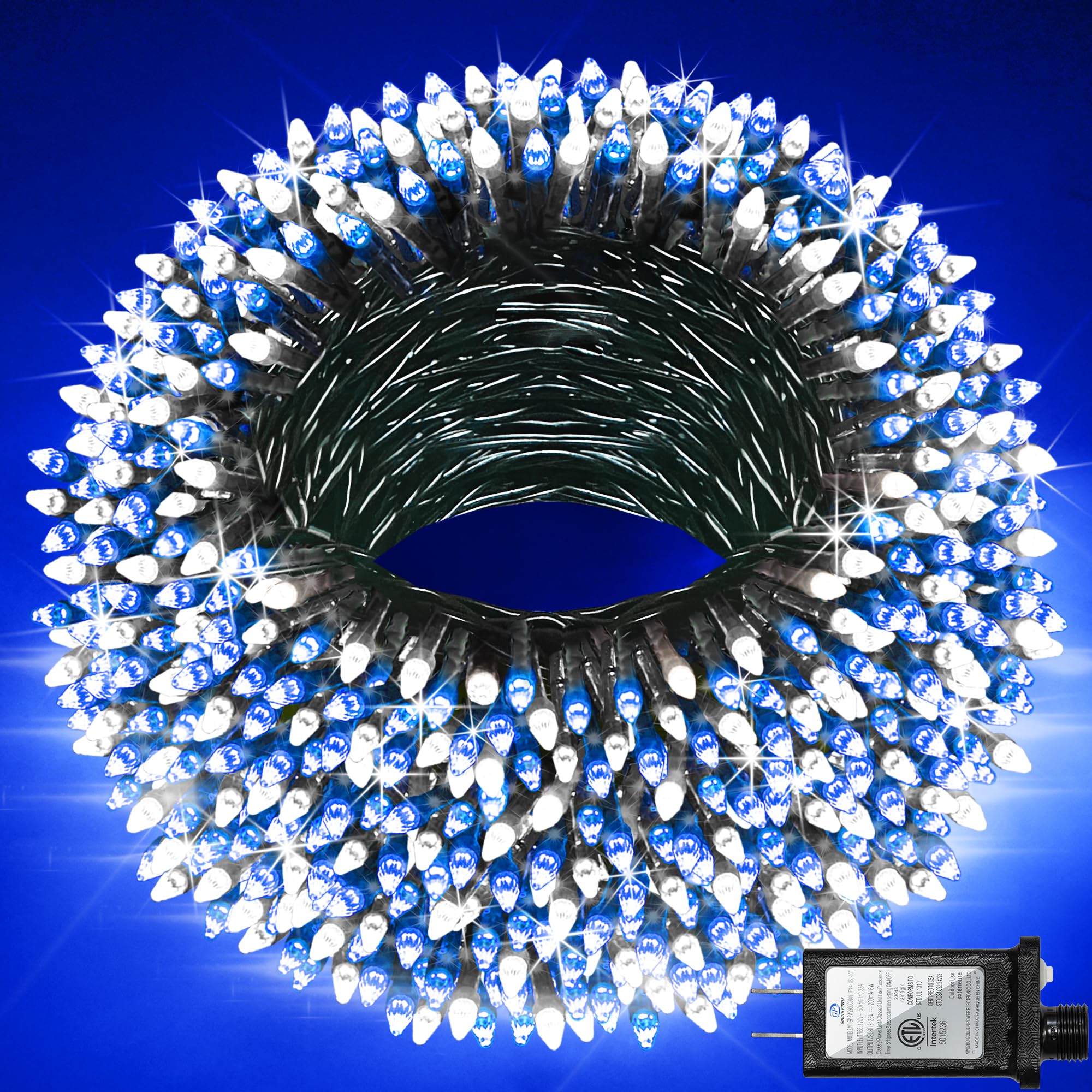 Photo 1 of 1500 LED Christmas Lights Outdoor with 12 Modes, 470FT Green Wire Christmas String Fairy Lights with Timer & Dimmable, Waterproof Twinkle Tree Lights for House Party Wedding Xmas Decor, Blue & White
