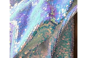 PENEPICO Sensory Wall Sequin Flip Fabric for Kids,0.2" Large Sequins Sensory Graffiti Fabric for Toddlers,Tactile Stimulation,Reversible Glitter Fabric (1 yd, Mermaid Magic White)