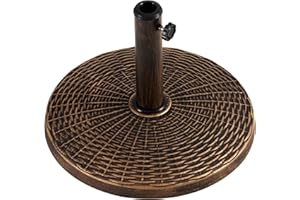 Yaheetech 22 lbs Heavy Duty Outdoor Umbrella Base 18" Round Patio All-Weather Umbrella Stand Market Umbrella Base for Garden & Lawn, Bronze