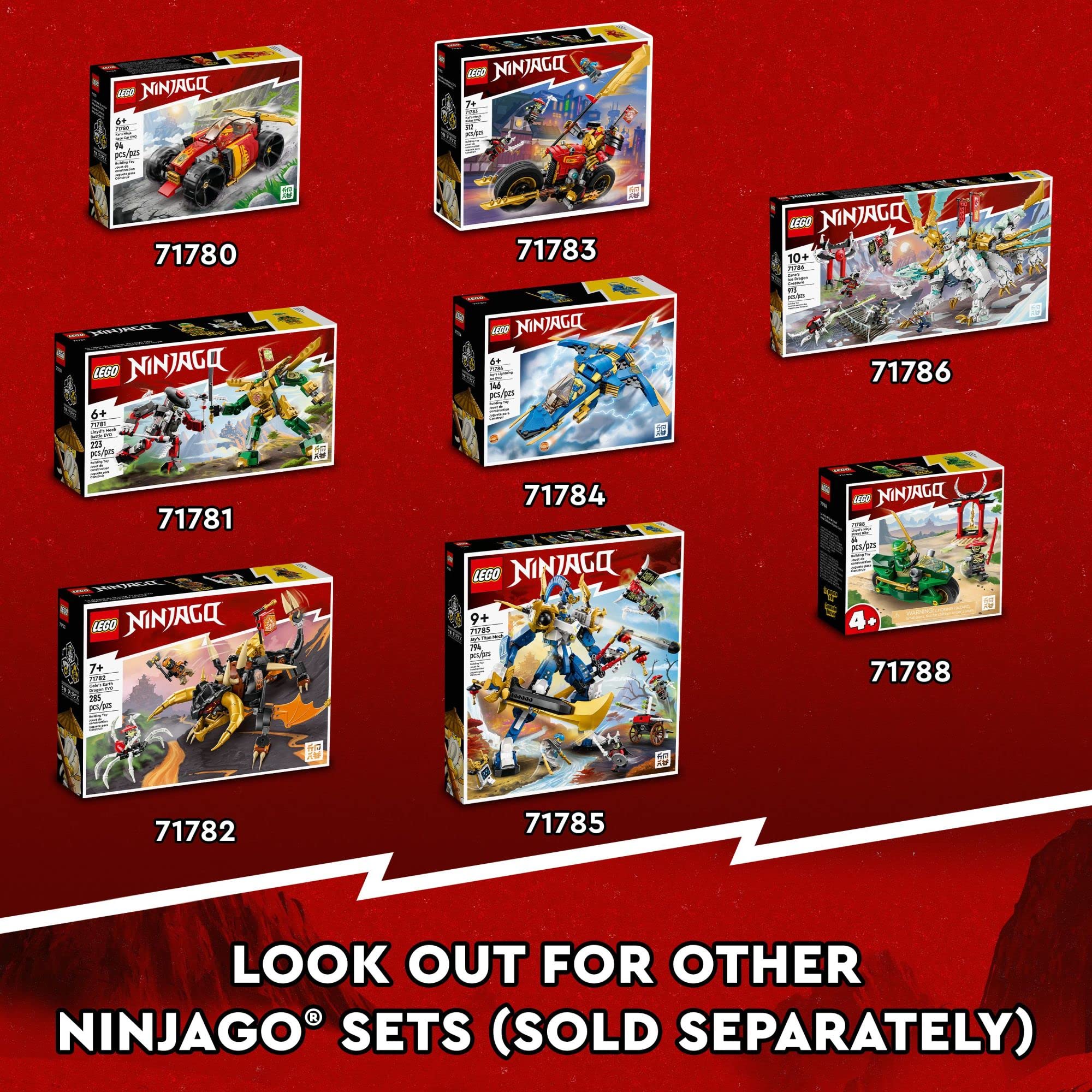 Lego NINJAGO Creative Ninja Brick Box 71787, Toy Storage, Bricks to Build Dojo, Ninja Car, Motorbike, 6 Minifigures & More, Toys for Kids 5 Plus