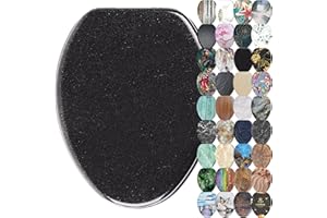 Sanilo Soft Close Toilet Seat ELONGATED, Quiet and Slow Close Lid and Seat, Strong Bumpers and Hinges, Glittering Black