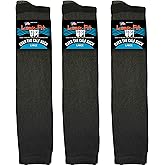 Loose Fit Stays Up Men's and Women's Over the Calf Boot Socks (Knee High) 3 PK Made in USA Cushioned Sole