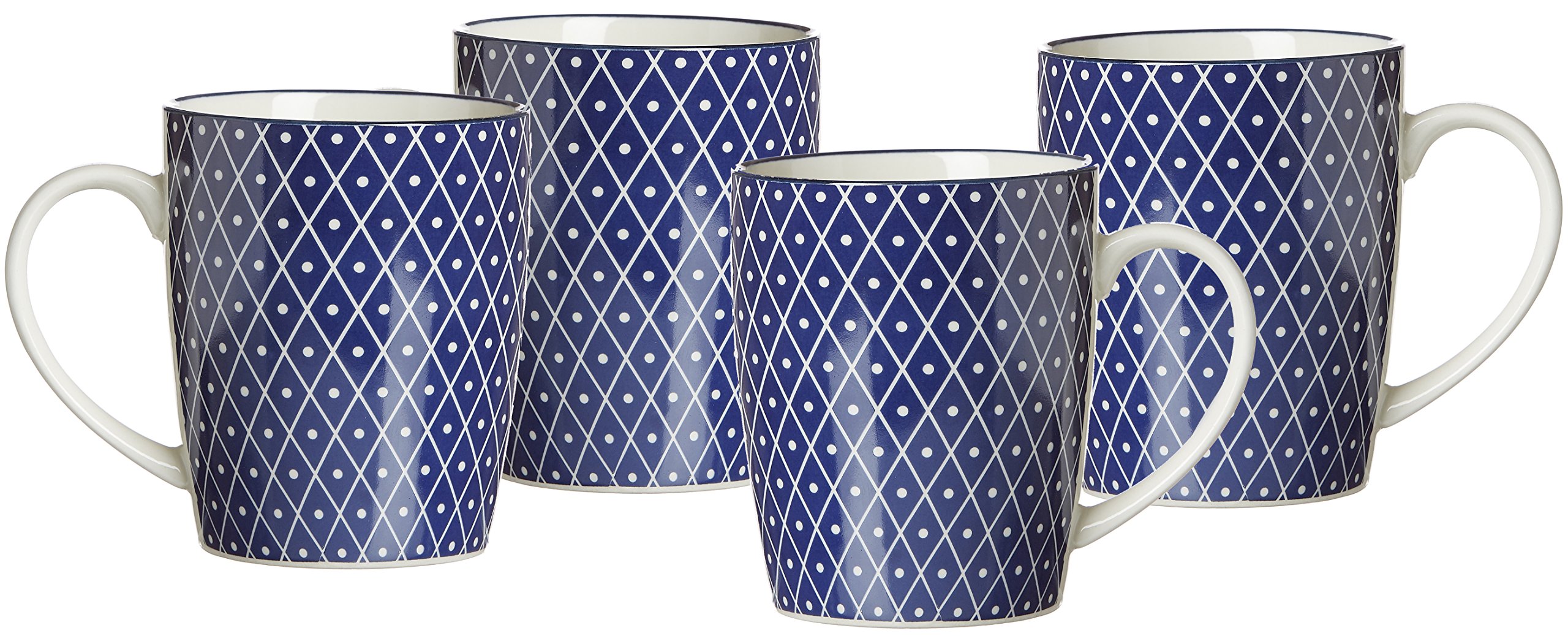 Ritzenhoff & Breker Royal Reiko 4-Piece 350ml Porcelain Mug Set, Blue and White