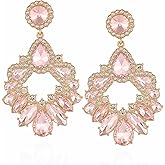 VANGETIMI Fashion Rhinestone Statement Drop Dangle Earrings Large Colorful Crystal Chandelier Earrings for Women Bridal Wedding Party Prom