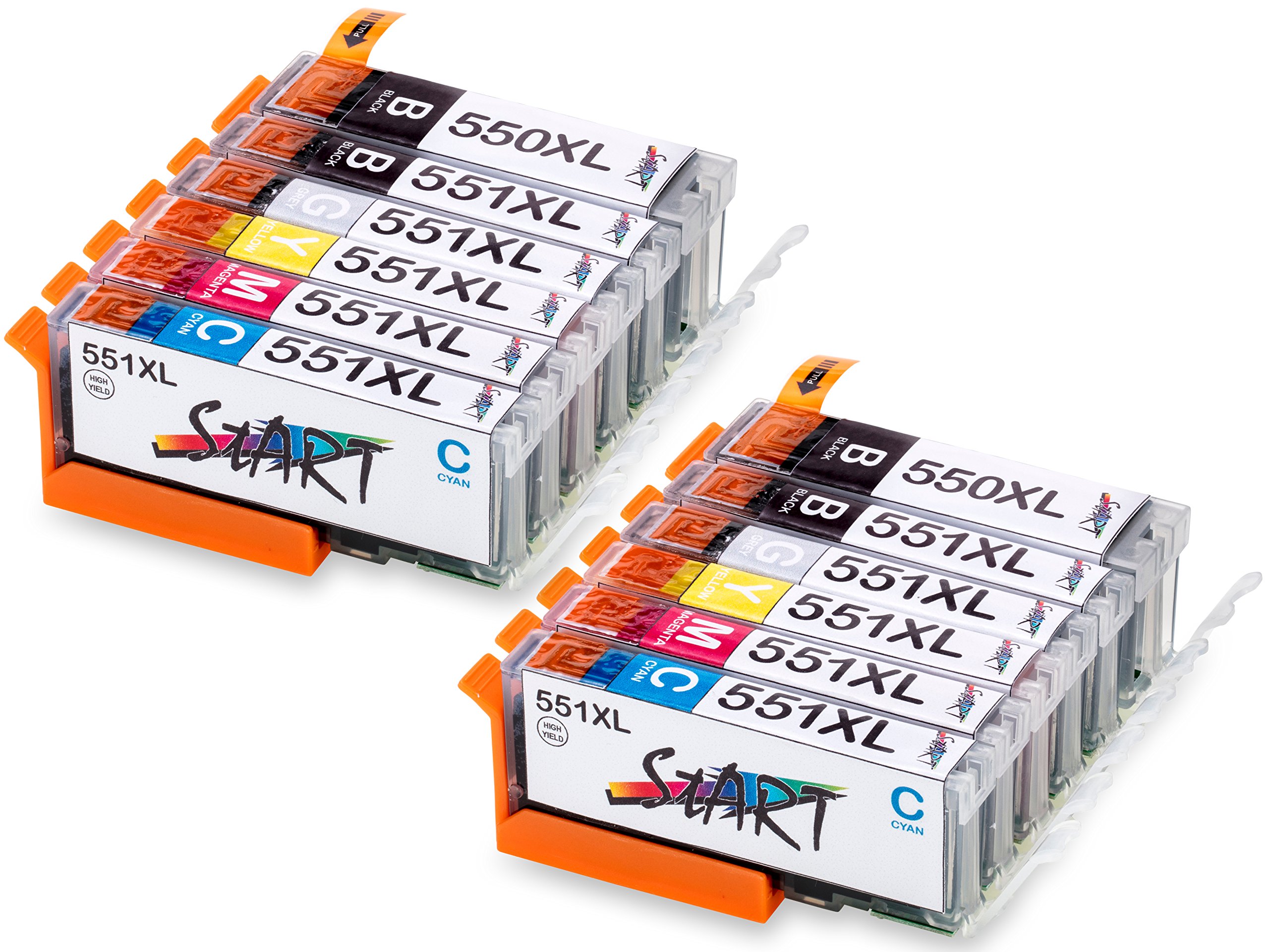 XL Canon Compatible Ink Cartridges with Chip to Replace PGI-550BK XL Black, CLI-551BK XL Photo- Black, CLI-551C XL Cyan, CLI-551 M XL Magenta, CLI-551Y XL Yellow cartridges. CLI-551GY XL (Grey). 2 Jeu + 2 Gris โ image 1