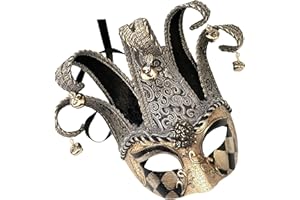 Unisex Mens Mardi Gras Vintage Harlequins Masquerade Jolly Jester Mask Cosplay Dance Birthday Carnival Party