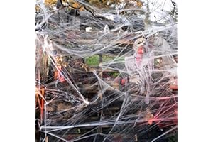 Hompavo 【Upgraded】 1400 sqft Spider Webs Halloween Decorations with 50 Extra Fake Spiders, Realistic Stretchy Cobwebs Halloween Decor for Indoor Outdoor Party Supplies