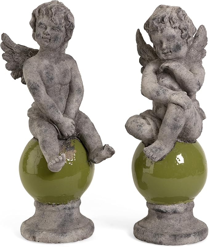 Classic Cherub Baby Angel Home Garden Statue Sculpture Set of 2 Home & Kitchen