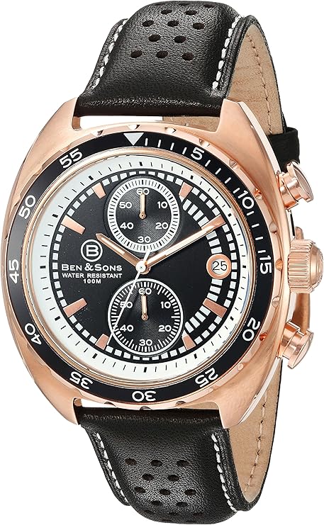 Ben Sons Men s Chronograph Quartz Watch With Leather Strap BS 10021 
