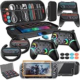 FYOUNG Switch 2 Accessories with Pro Style Controller,Bundle for Nintendo 2 | [Charge Inside]Case Bundle for Nintendo Switch 2 Console, 23 In 1 Kit: Carrying Case, Protective Shell, Grip, Steering Wheel